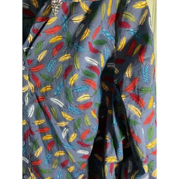 Talbots Woman Colorful Novelty Print Feather Button-Up Shirt 2X - Picture 3 of 8